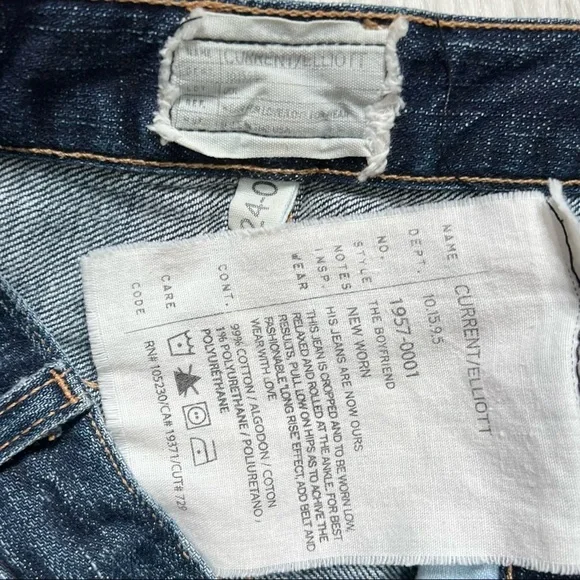 SOLD-Current/Elliott Distressed Medium Wash Cropped Slouchy Boyfriend Jeans - Picture 10 of 12